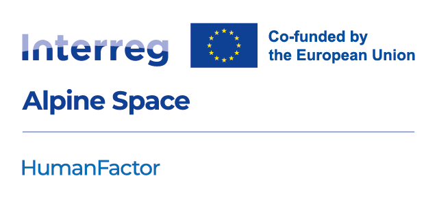 Das Logo von Interreg zeigt die Zusammenarbeit in der Alpenregion, unterstützt von der Europäischen Union.